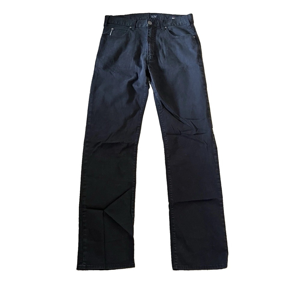 Armani Jeans AJ Mens Black Stretch Denim Jeans Size 32x33 Straight Leg Logo Back